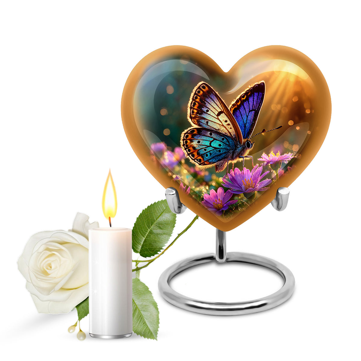 Blessed Butterfly Cremation Urns for Human Ashes - Gold 10-inch - Karyliz
