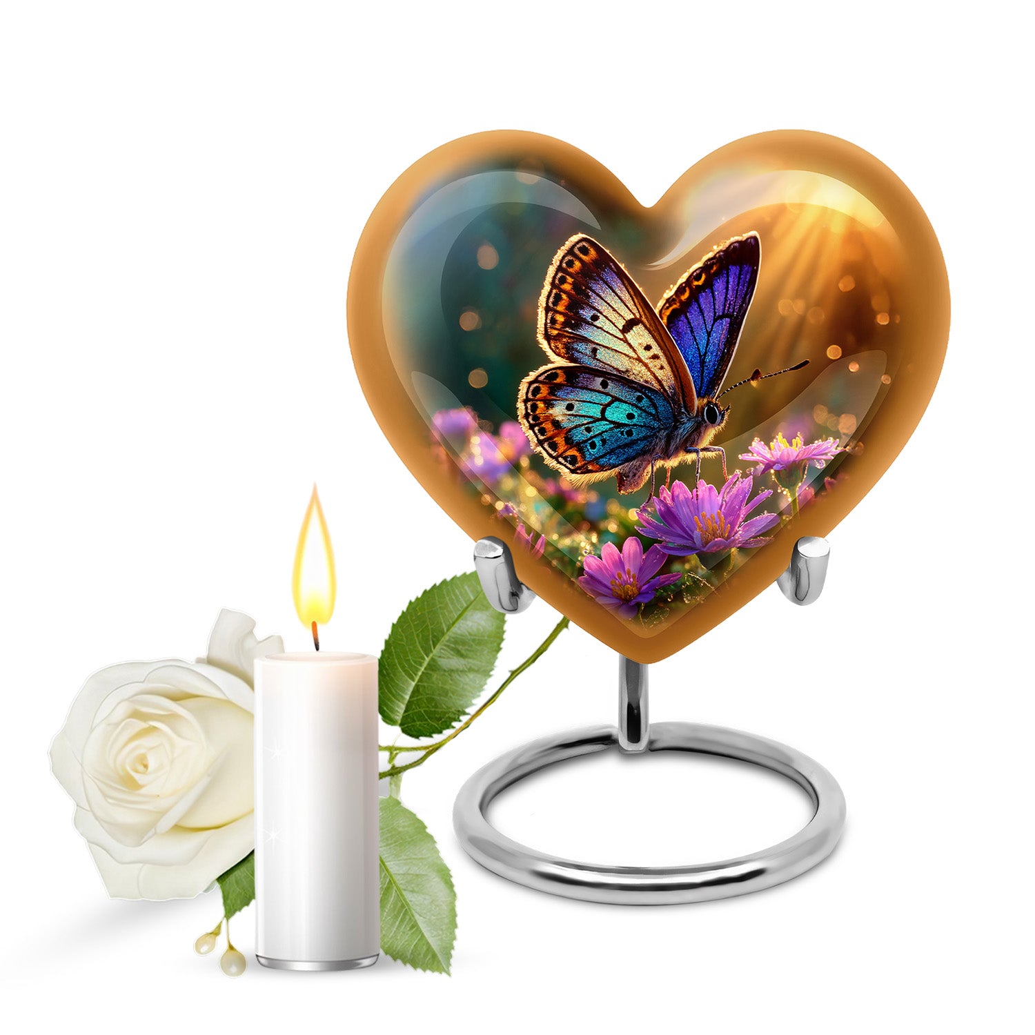 Blessed Butterfly Cremation Urns for Human Ashes - Gold 10-inch - Yatskia