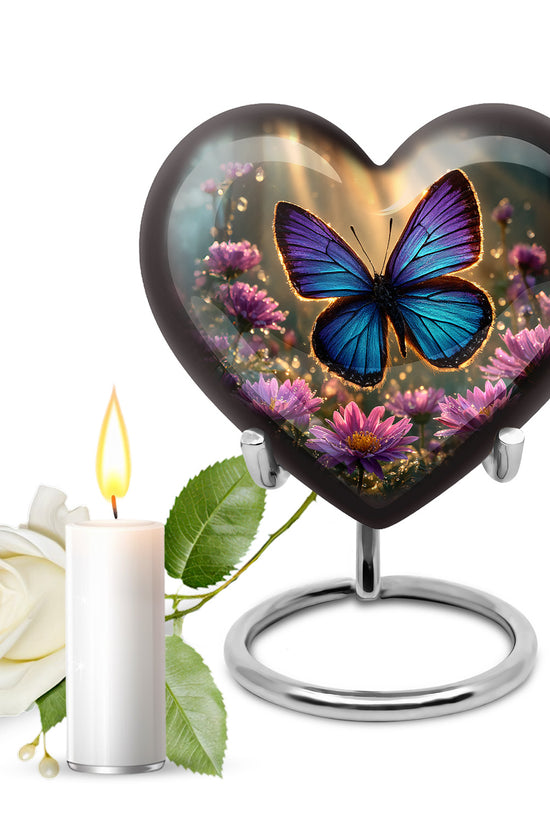 Gold Breathtaking Butterfly Memorial Urn for Ashes - 10-inch, 200 cu in - Yatskia