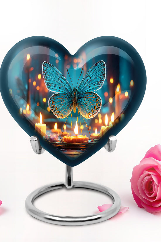 Blue Butterfly Cremation Urns - Glorious Celebration 10-inch, 200 cu in - Yatskia