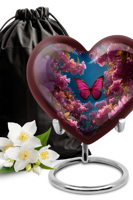 Butterfly Flower Garden Funeral Urn - Unique Memorial Urn For Human Ashes