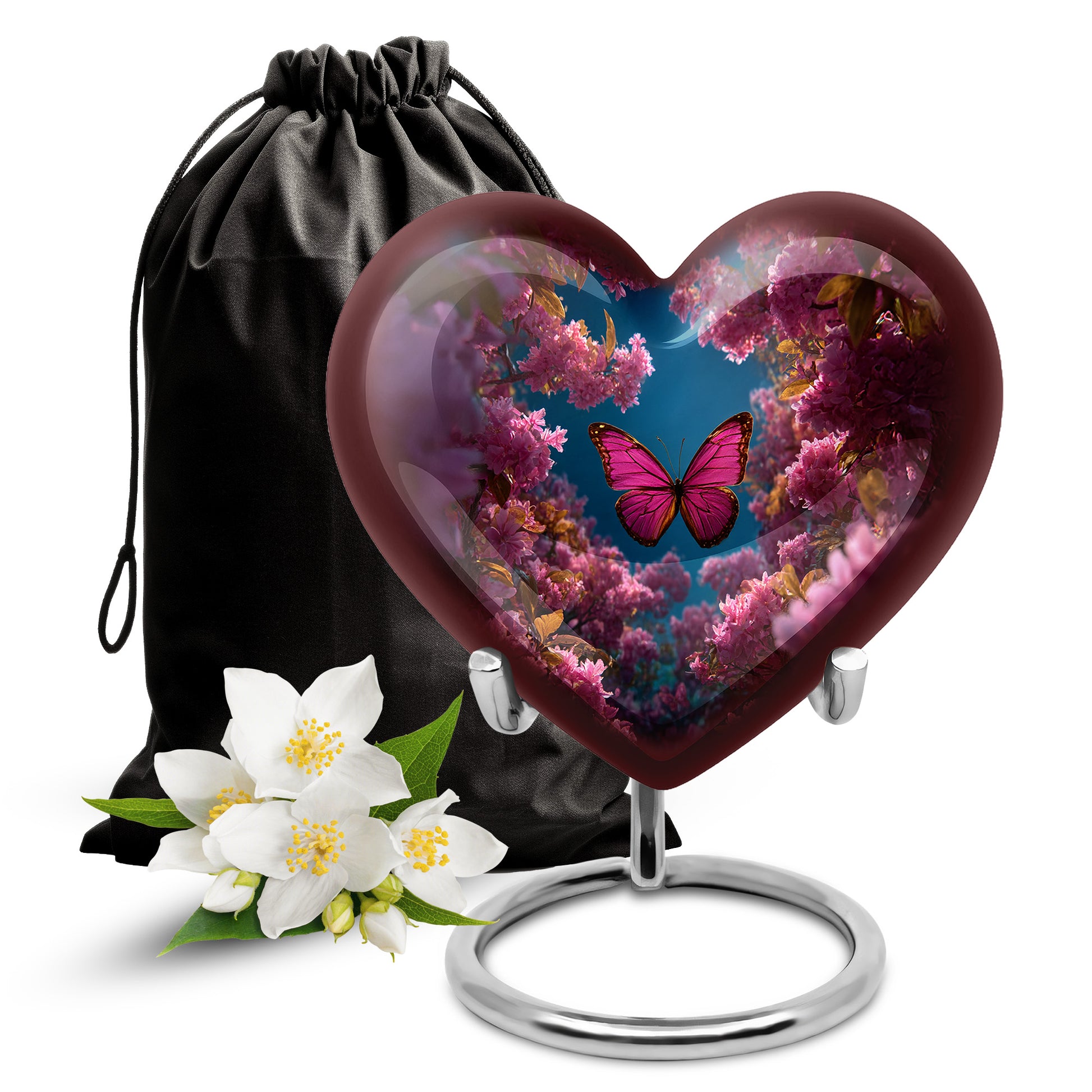 Butterfly Flower Garden Funeral Urn - Unique Memorial Urn For Human Ashes