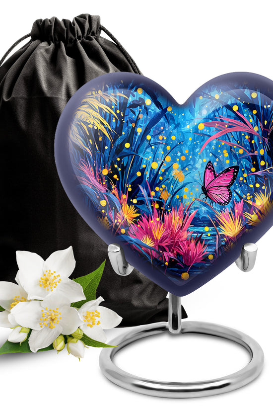Pink Butterfly Cremation Urn - Bueatiful Forest Memorial Urn For Adult Ashes