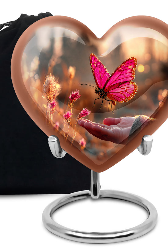 Pink Butterfly Cremation Urn - Elegant Memorial Urn For Human Ashes
