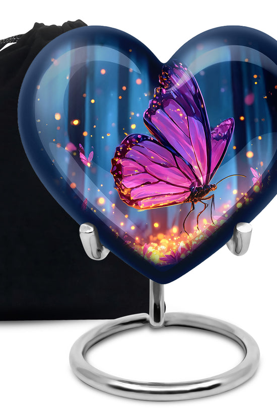 Glowing Butterfly Memorial Urn - Aluminium Cremation Urn For Ashes