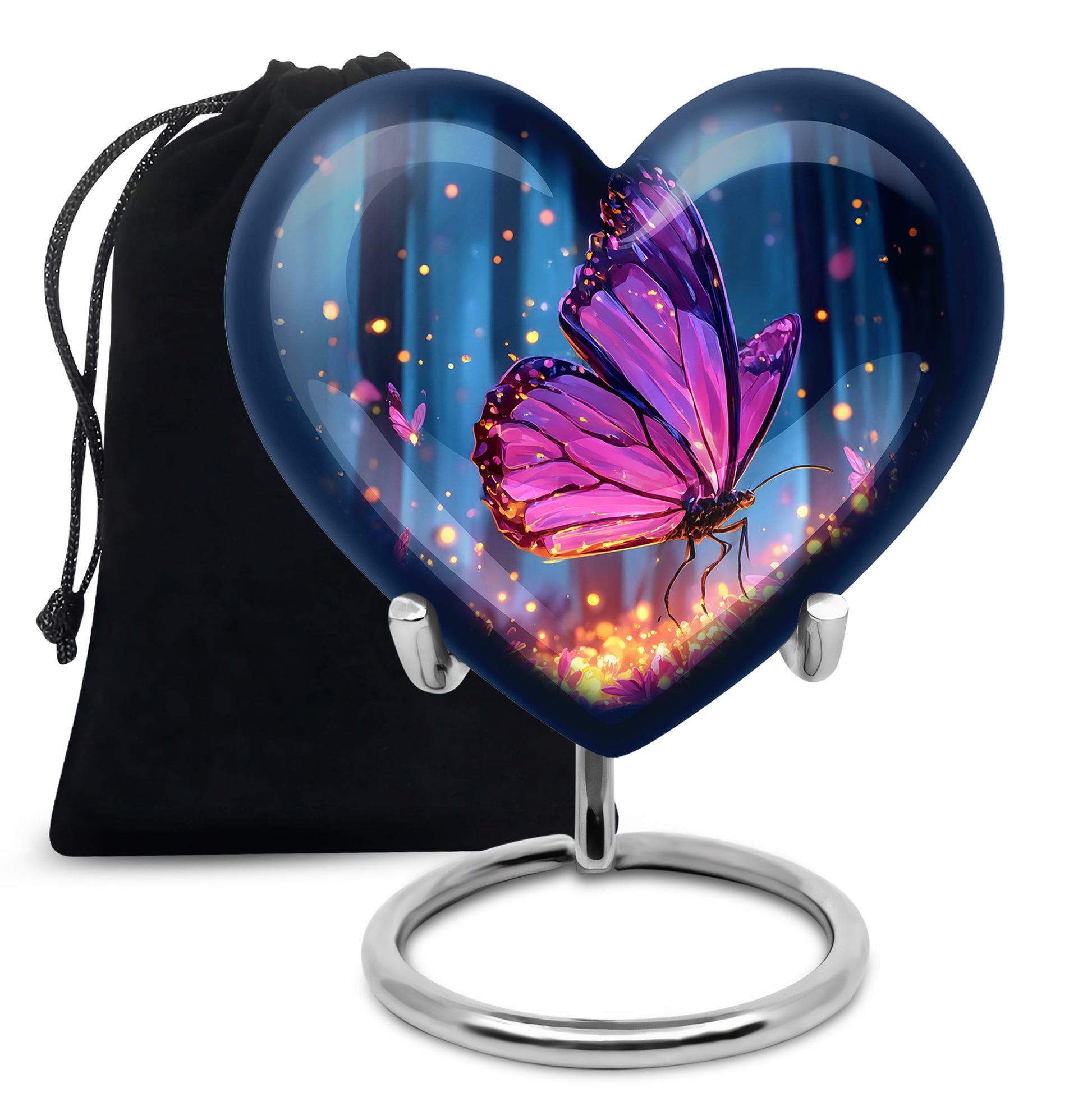 Glowing Butterfly Memorial Urn - Aluminium Cremation Urn For Ashes