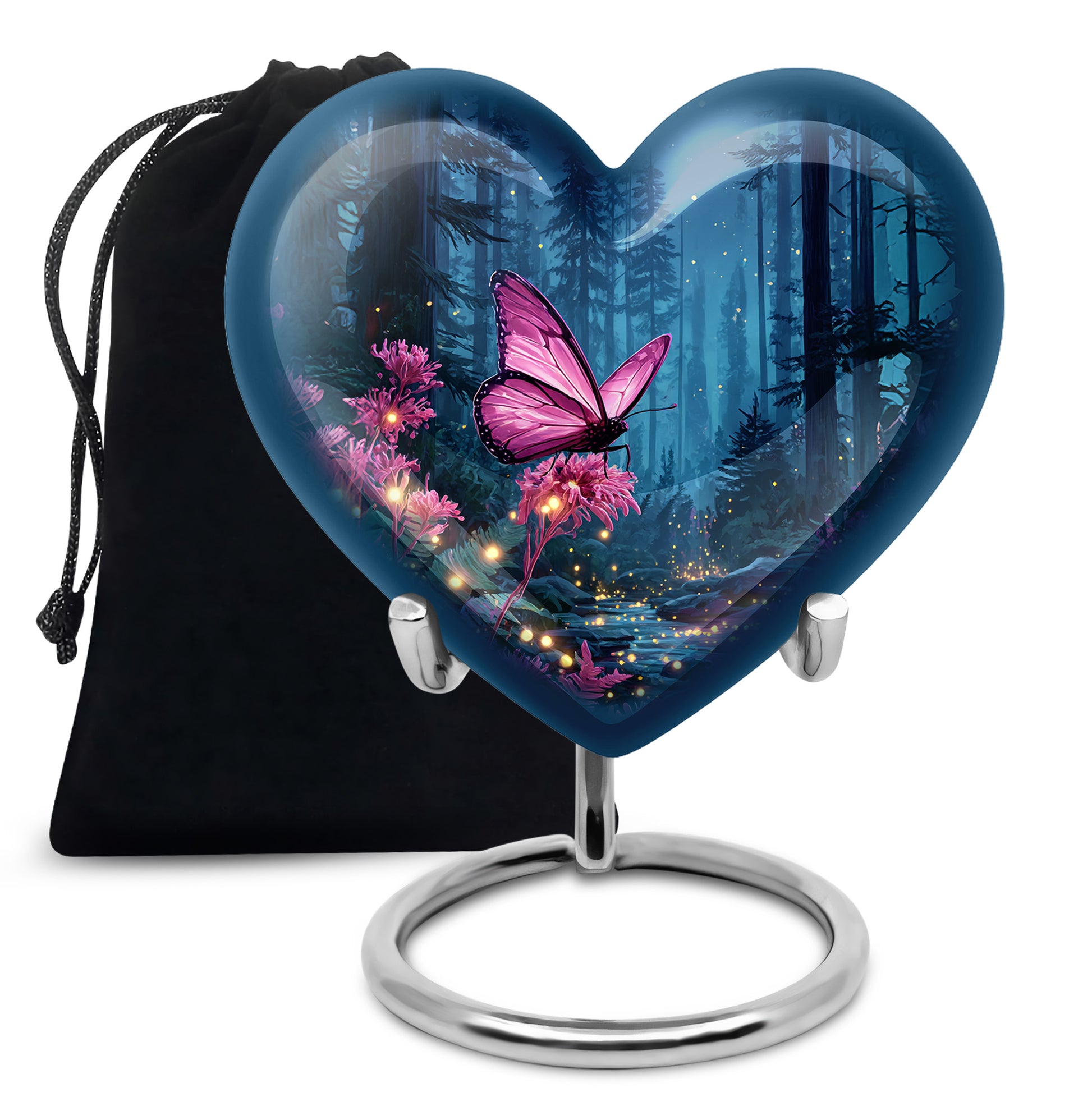 Pink Butterfly Memorial Urn - Forest Funeral Urn For Female