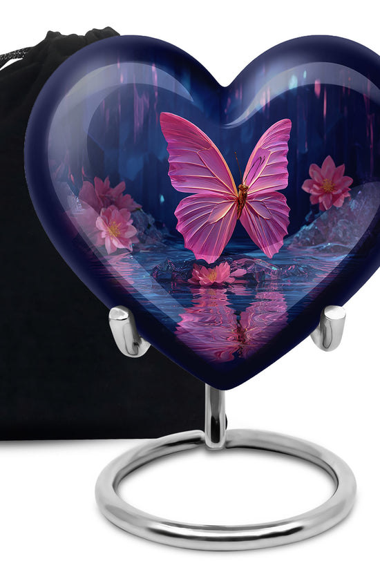 Floral Butterfly Funeral Urn - Water Lake Memorial Urn For Loved Ones