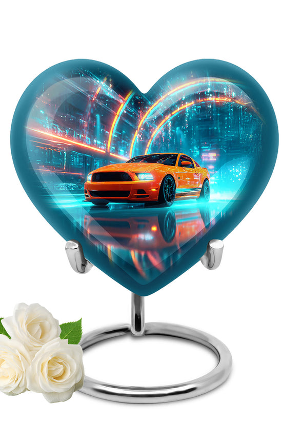 Dignified Blue Car Cremation Urn for Ashes - 10-inch, 200 cu in - Karyliz