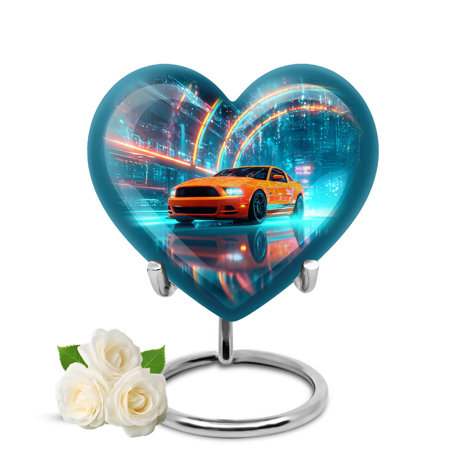 Dignified Blue Car Cremation Urn for Ashes - 10-inch, 200 cu in - Karyliz