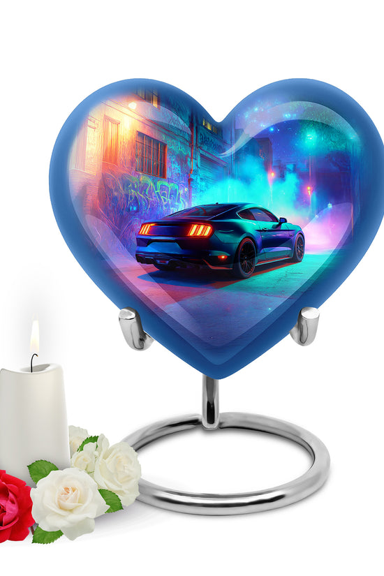 Blue Car Passage Cremation Urns for Human Ashes - 10-inch, 200 cu in - Karyliz