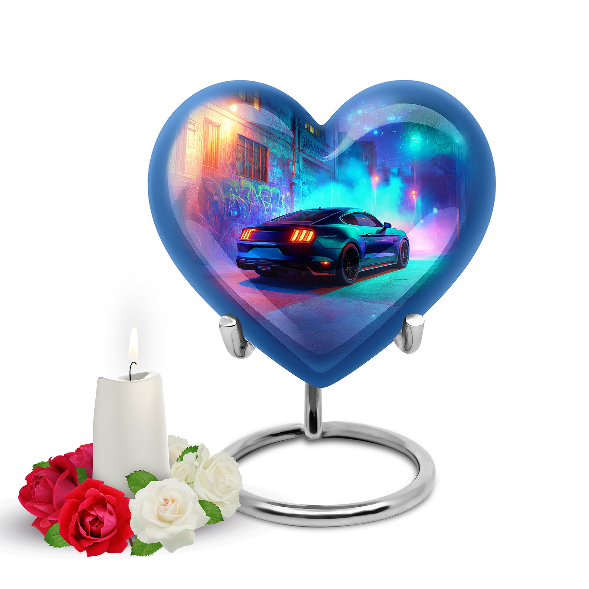 Blue Car Passage Cremation Urns for Human Ashes - 10-inch, 200 cu in - Karyliz