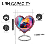 Twilight Purple Car Cremation Urn front view showing detailed design - compassionate heart-car combination with gentle curves - mini keepsake memorial for portion of cremation ashes