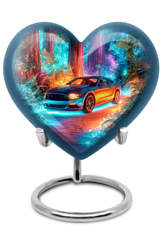 Luminous Blue Car Remembrance Urn for Human Ashes - 10-inch, 200 cu in - Karyliz