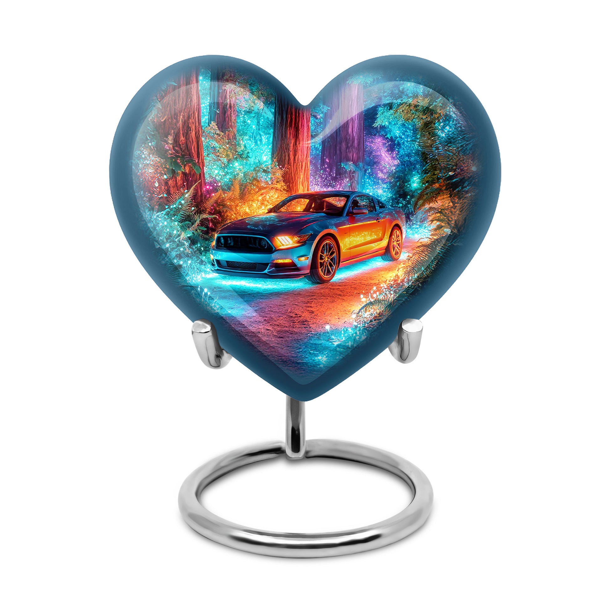 Luminous Blue Car Remembrance Urn for Human Ashes - 10-inch, 200 cu in - Karyliz