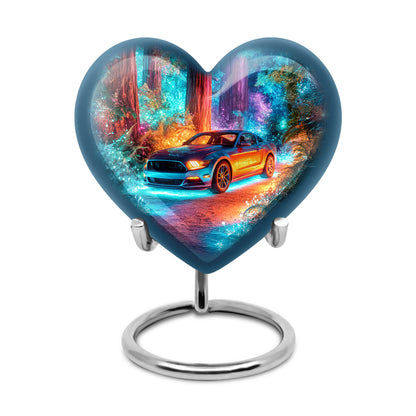 Luminous Blue Car Remembrance Urn for Human Ashes - 10-inch, 200 cu in - Karyliz