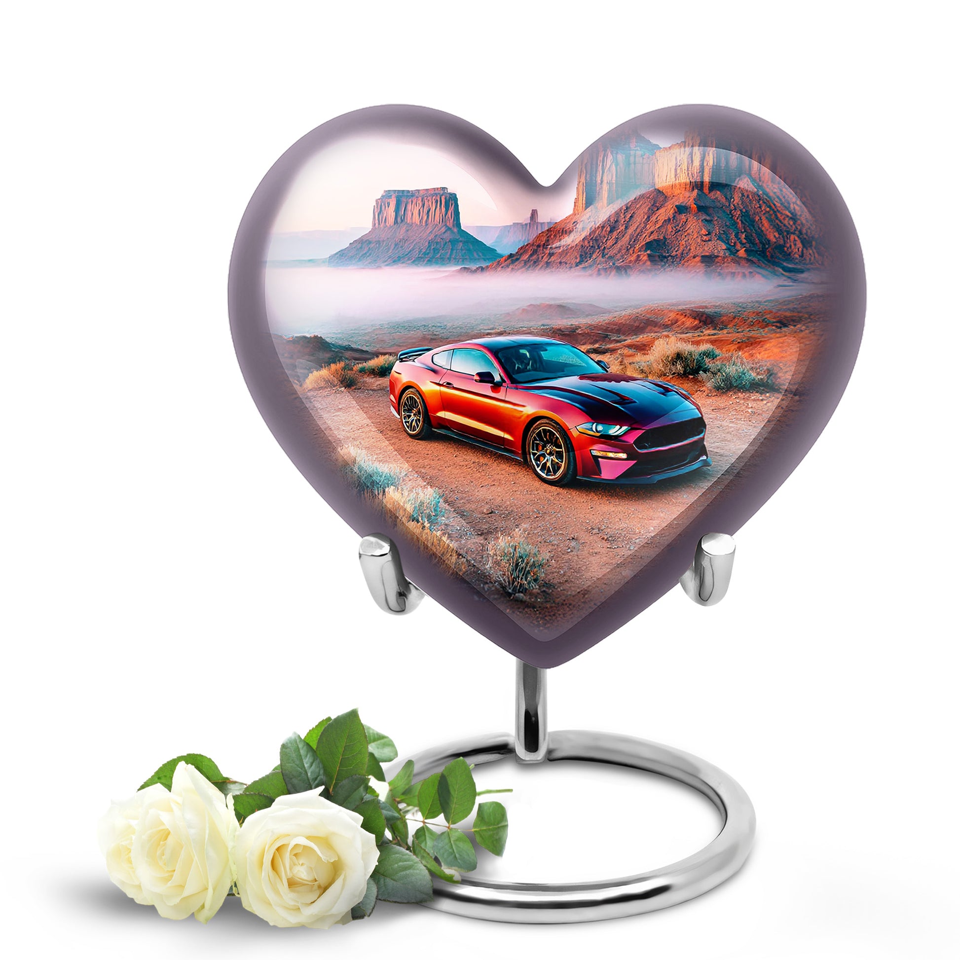 Personalized Silver Sovereign Car Cremation Urns for Human Ashes - 10-inch, 200 cu in - Karyliz