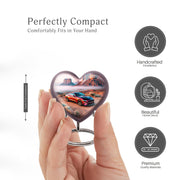 Platinum Silver Car Cremation Urn front view showing detailed design - loving heart memorial featuring car pattern - mini keepsake memorial for portion of cremation ashes