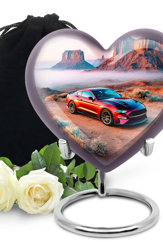 Red Sports Car Funeral Urn For Ashes - Desert Memorial For Men & Women