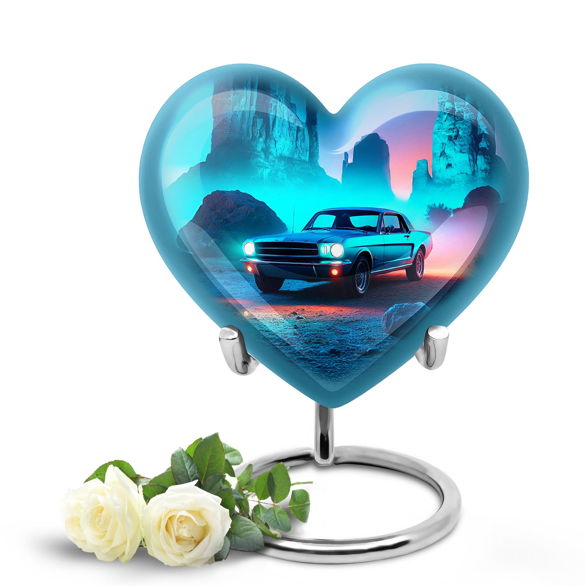 Personalized Blue Sovereign Car Cremation Urns for Human Ashes - 10-inch, 200 cu in - Karyliz