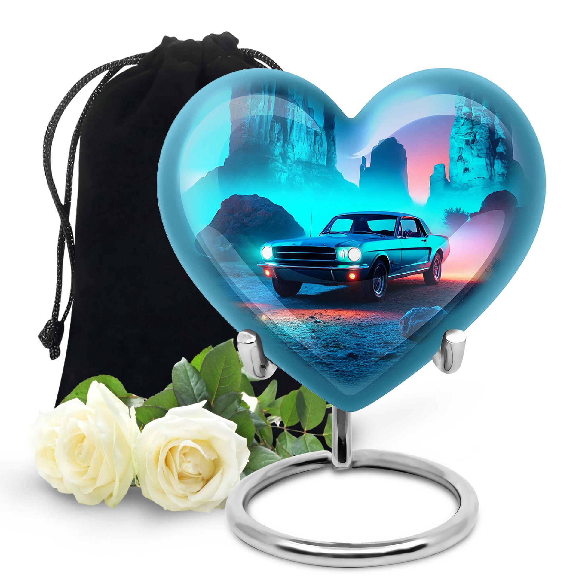 Neon Green Vintage Car Funeral Urn - Classic Car Cremation Urn For Sale