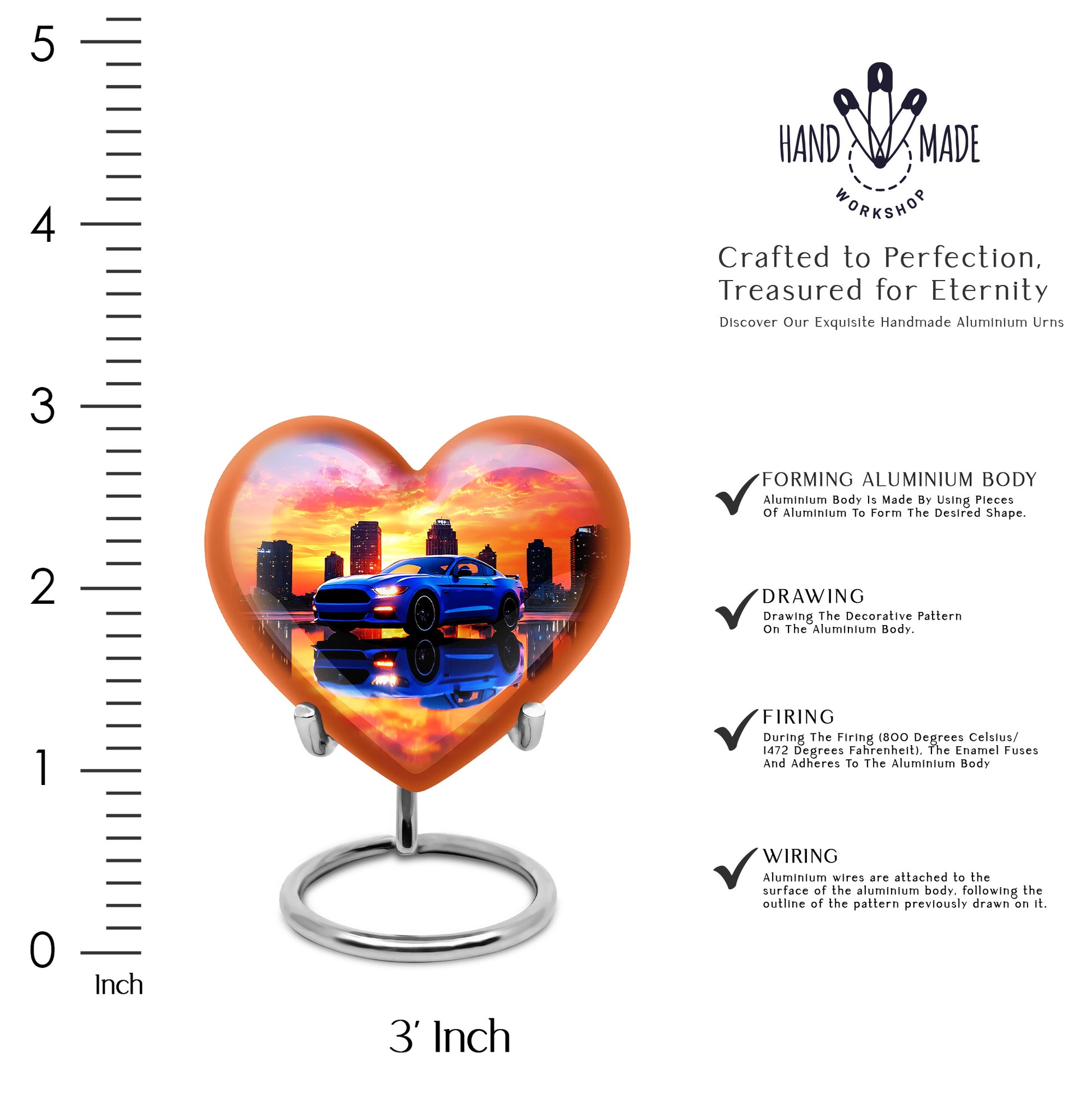 Twilight Purple Car Cremation Urn front view showing detailed design - compassionate heart-car combination with gentle curves - mini keepsake memorial for portion of cremation ashes