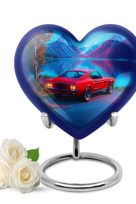 Personalized Blue Revered Car Cremation Urns for Human Ashes - 10-inch, 200 cu in - Karyliz