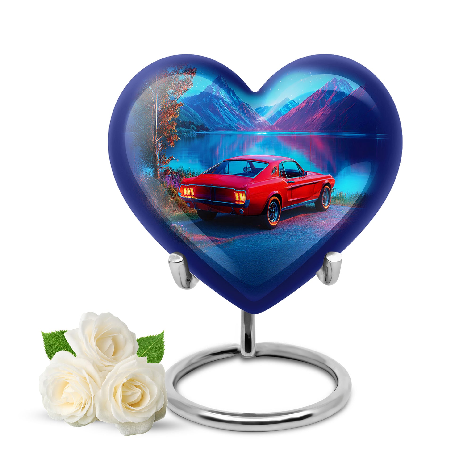 Personalized Blue Revered Car Cremation Urns for Human Ashes - 10-inch, 200 cu in - Karyliz