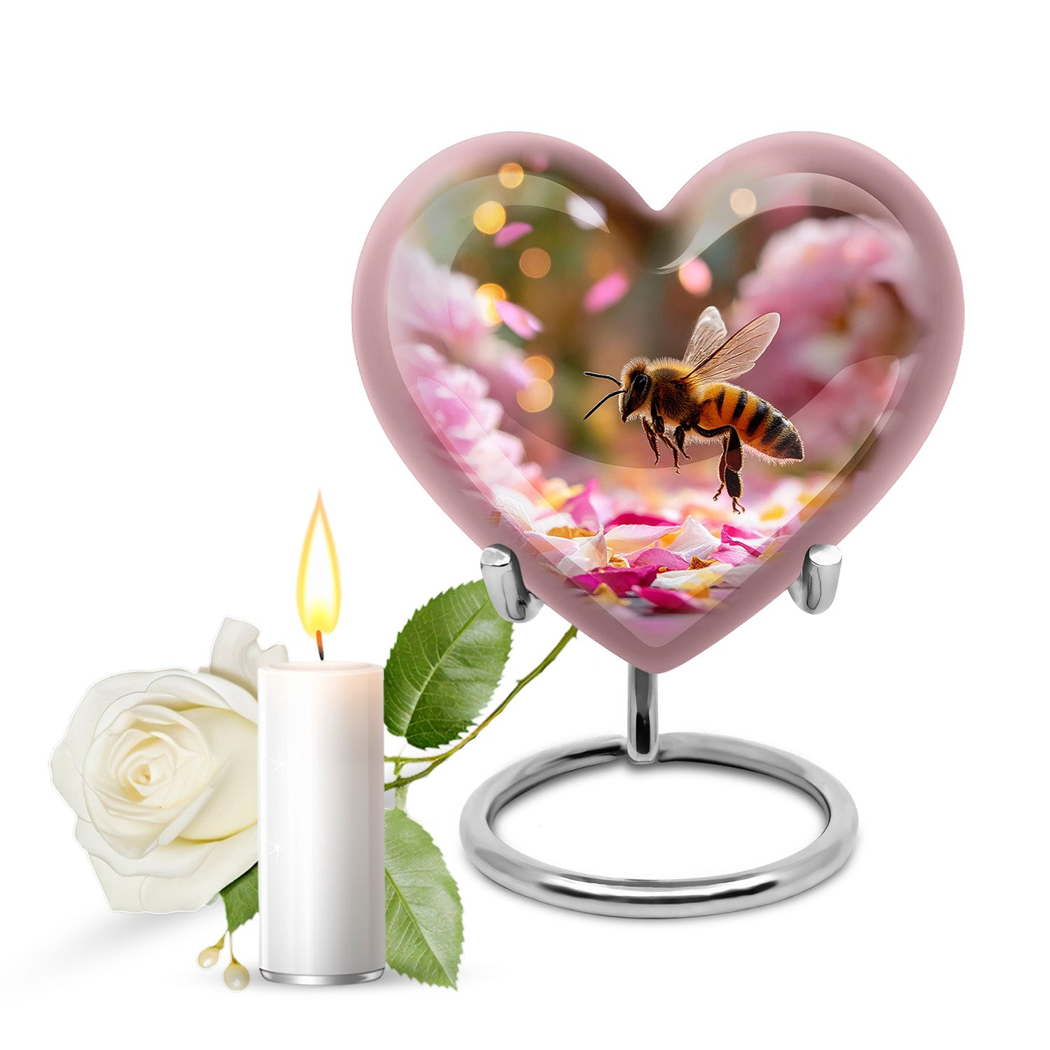 Gold Exquisite Bee Memorial Urn for Ashes - 10-inch, 200 cu in - Karyliz