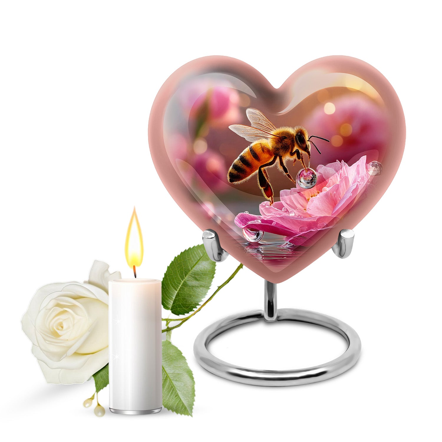 Gold Sacred Bee Cremation Urns for Human Ashes - 10-inch, 200 cu in - Karyliz