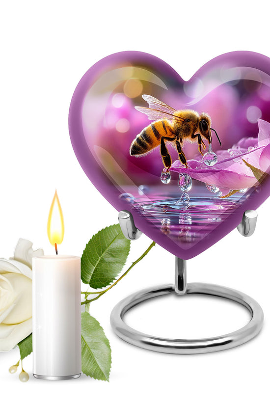 Red Treasured Bee Cremation Urns for Human Ashes - 10-inch, 200 cu in - Karyliz