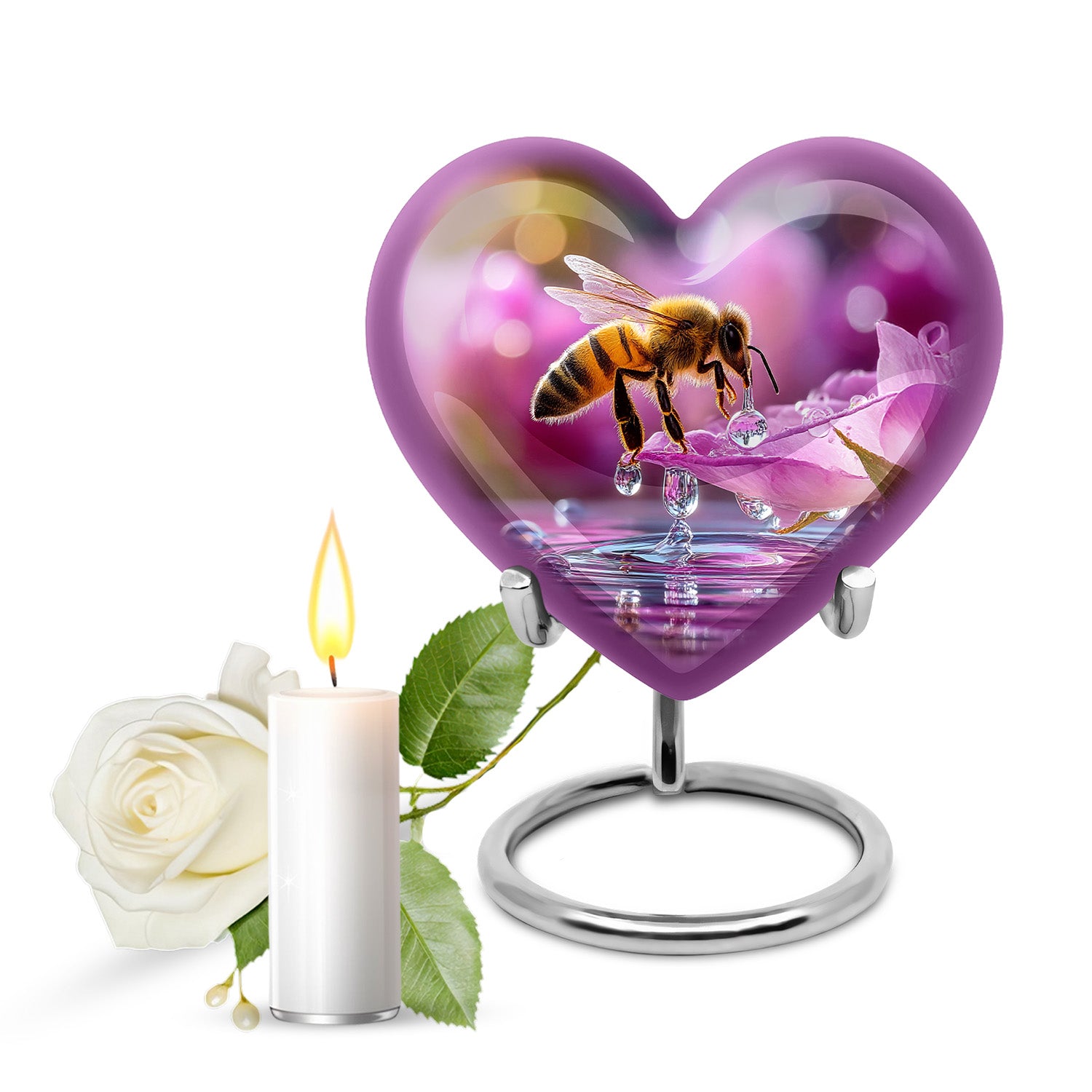 Red Treasured Bee Cremation Urns for Human Ashes - 10-inch, 200 cu in - Karyliz