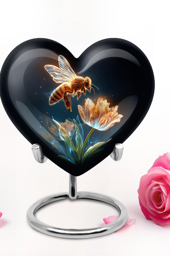 Stunning Black Bee Testament Urn for Human Ashes - 10-inch, 200 cu in - Karyliz