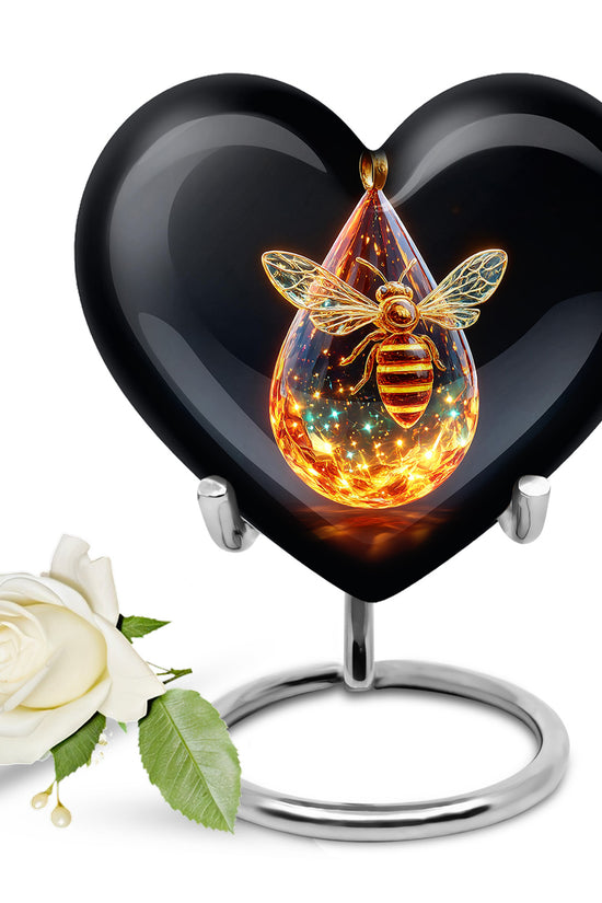 Personalized Black Steadfast Bee Cremation Urns for Human Ashes - 10-inch, 200 cu in - Karyliz
