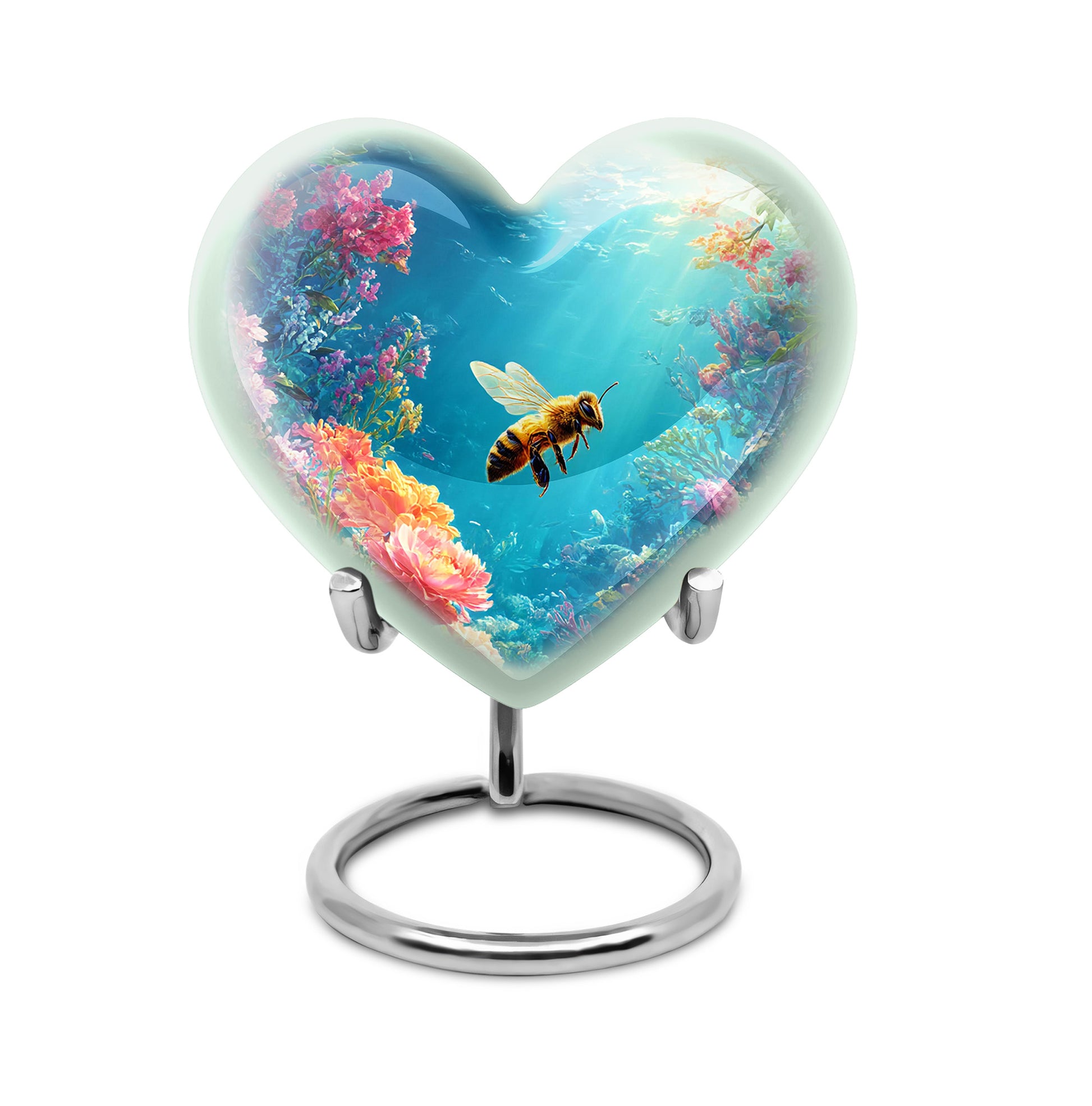 Blue Treasured Bee Cremation Urns for Human Ashes - 10-inch, 200 cu in - Karyliz