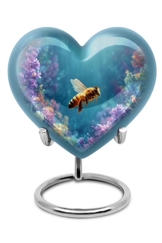 Personalized Teal Steadfast Bee Cremation Urns for Human Ashes - 10-inch, 200 cu in - Karyliz