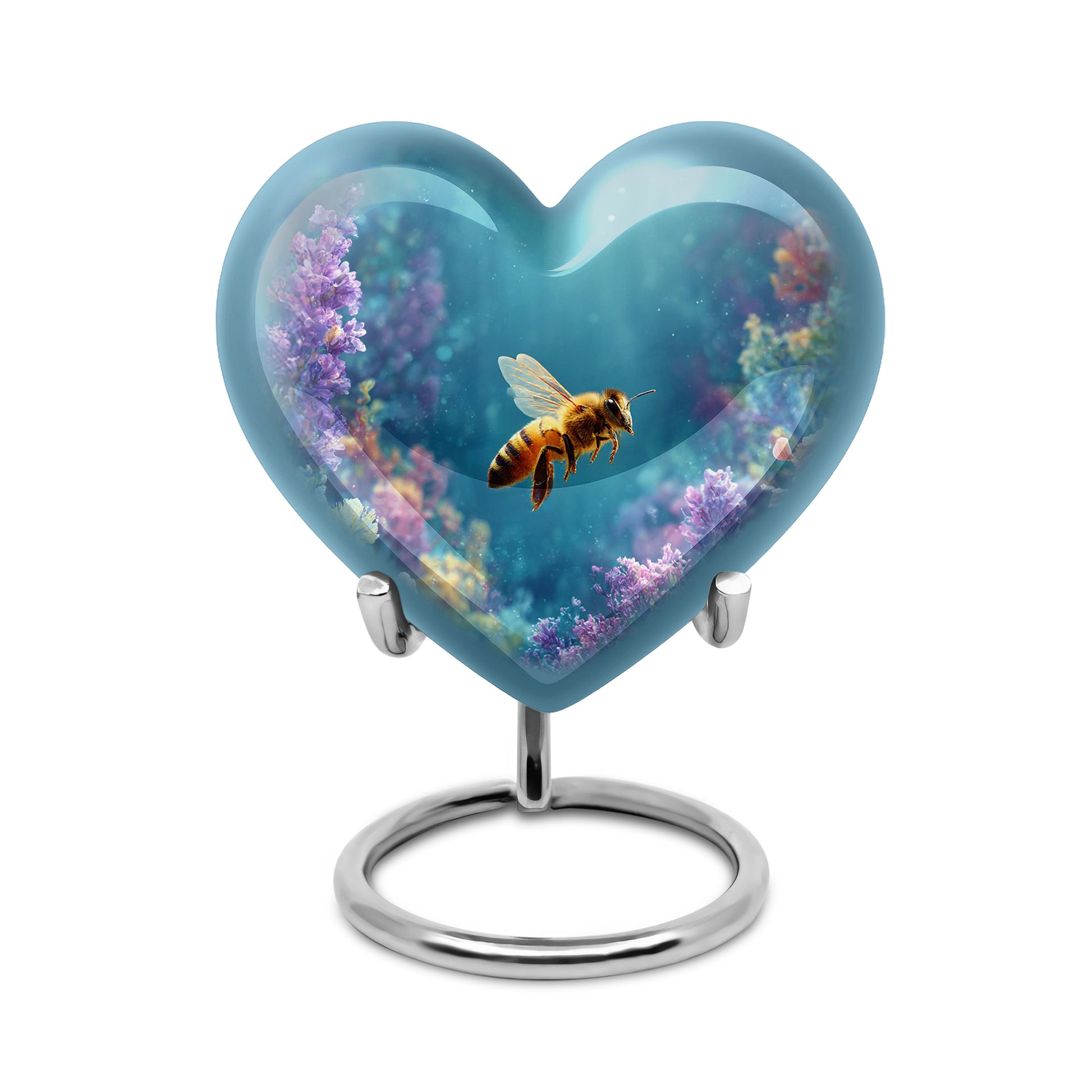 Personalized Teal Steadfast Bee Cremation Urns for Human Ashes - 10-inch, 200 cu in - Karyliz