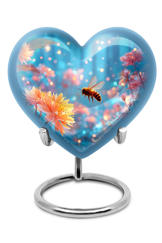 Timeless Blue Bee Cremation Urn for Ashes - 10-inch, 200 cu in - Karyliz