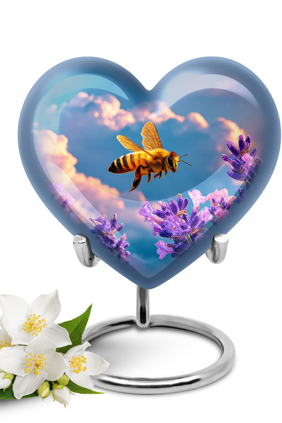Distinguished Blue Bee Cremation Urn for Ashes - 10-inch, 200 cu in - Karyliz