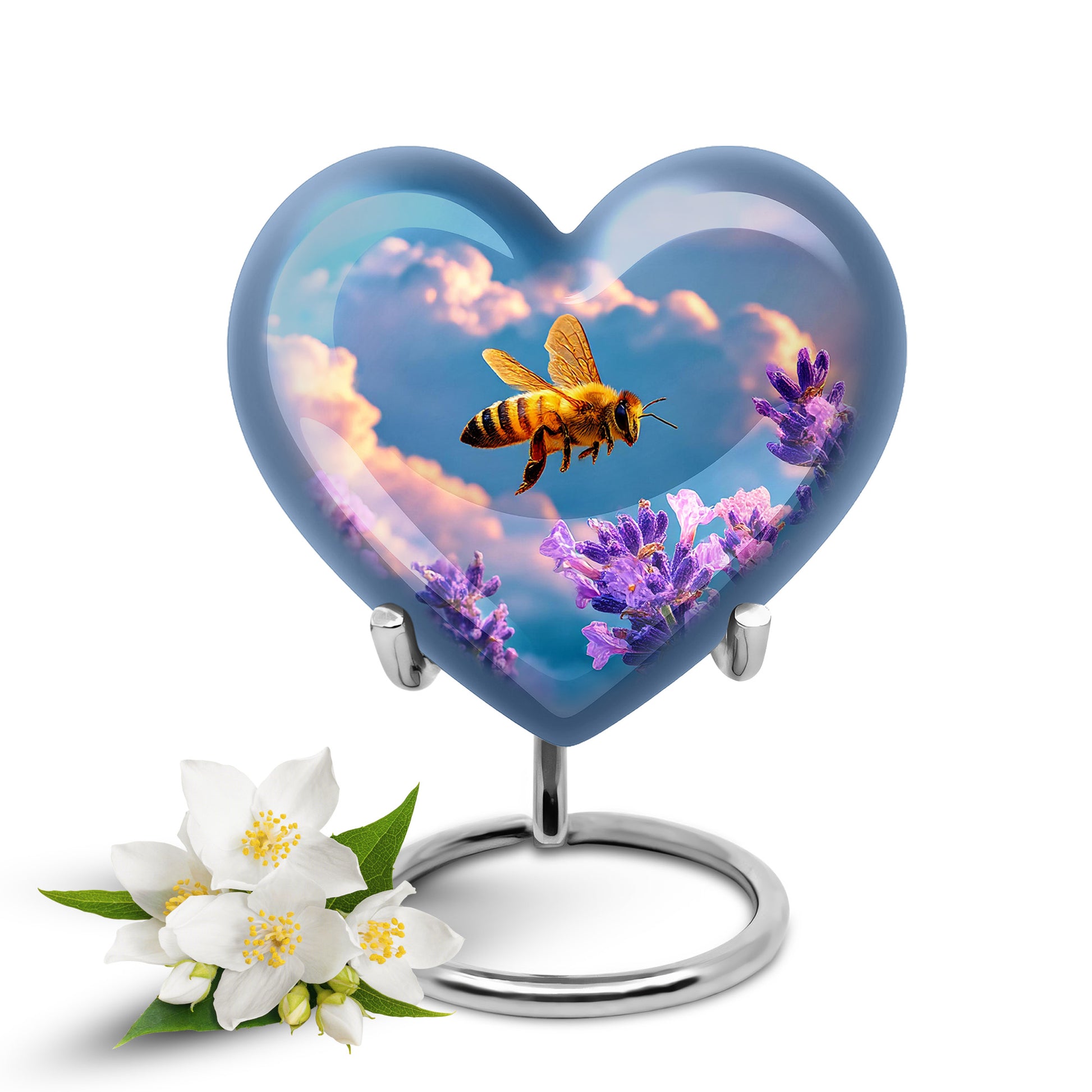 Distinguished Blue Bee Cremation Urn for Ashes - 10-inch, 200 cu in - Karyliz
