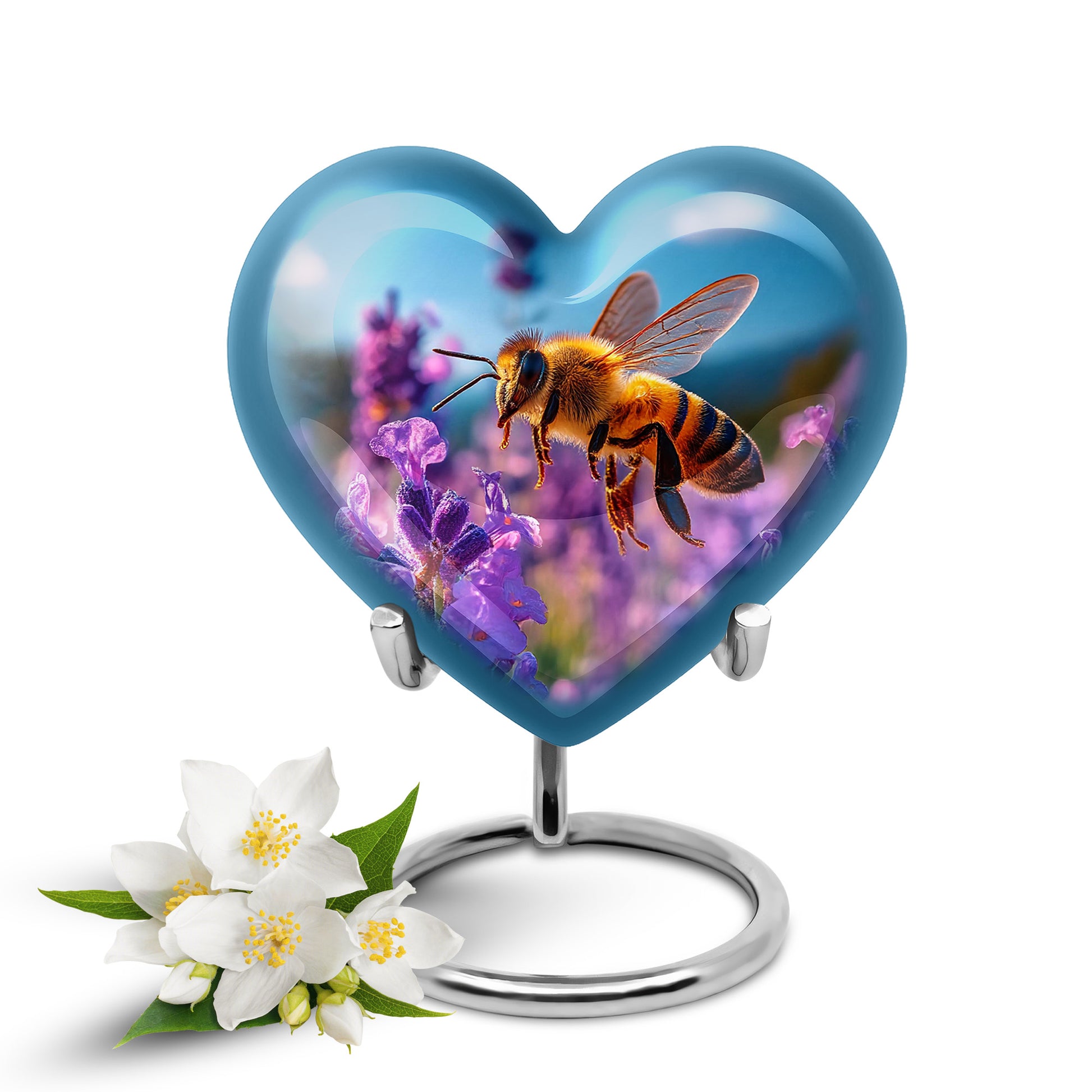 Personalized Magnificent Bee Cremation Urns - Blue 10-inch, 200 cu in - Karyliz