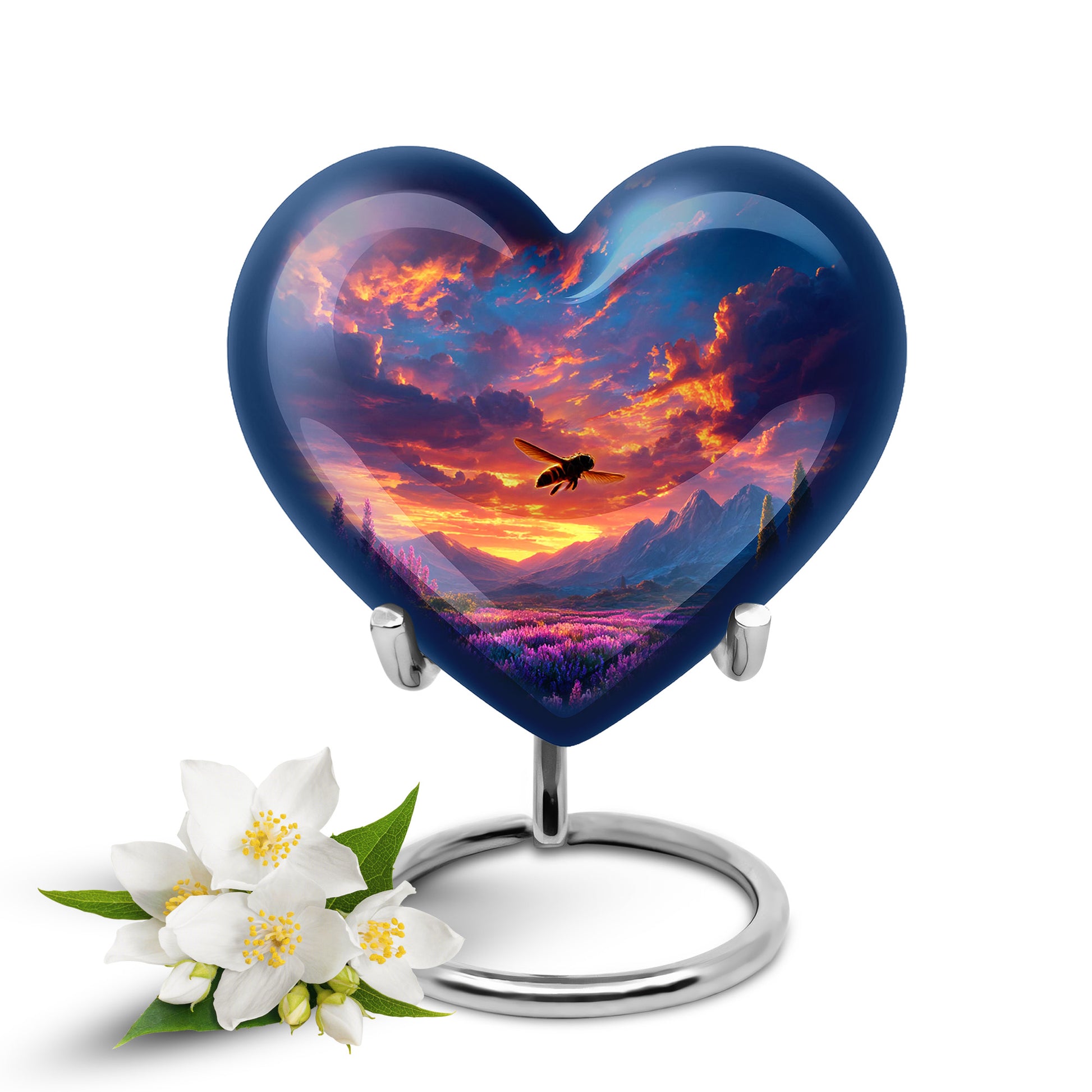 Personalized Bee Cremation Urns - Eminent Blue 10-inch, 200 cu in - Karyliz