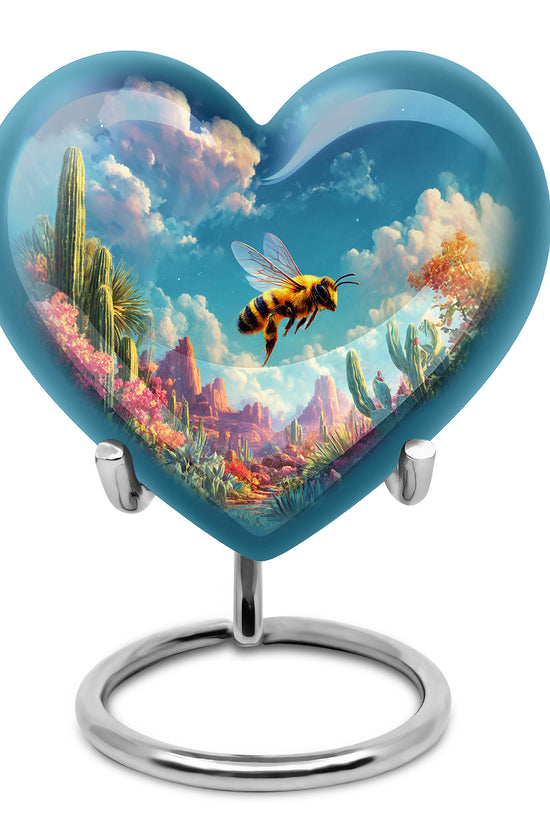 Everlasting Blue Bee Passage Urn for Human Ashes - 10-inch, 200 cu in - Karyliz
