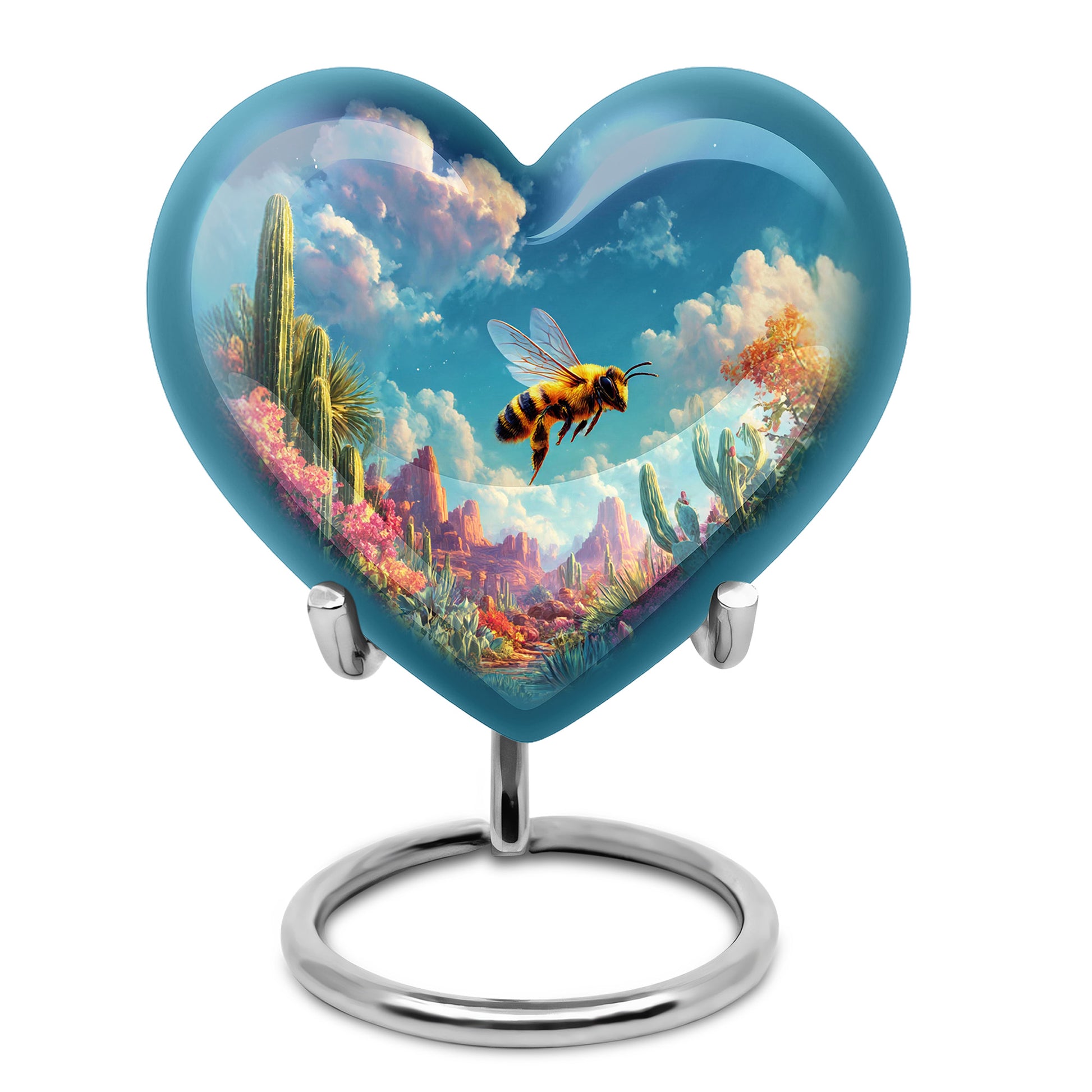 Everlasting Blue Bee Passage Urn for Human Ashes - 10-inch, 200 cu in - Karyliz