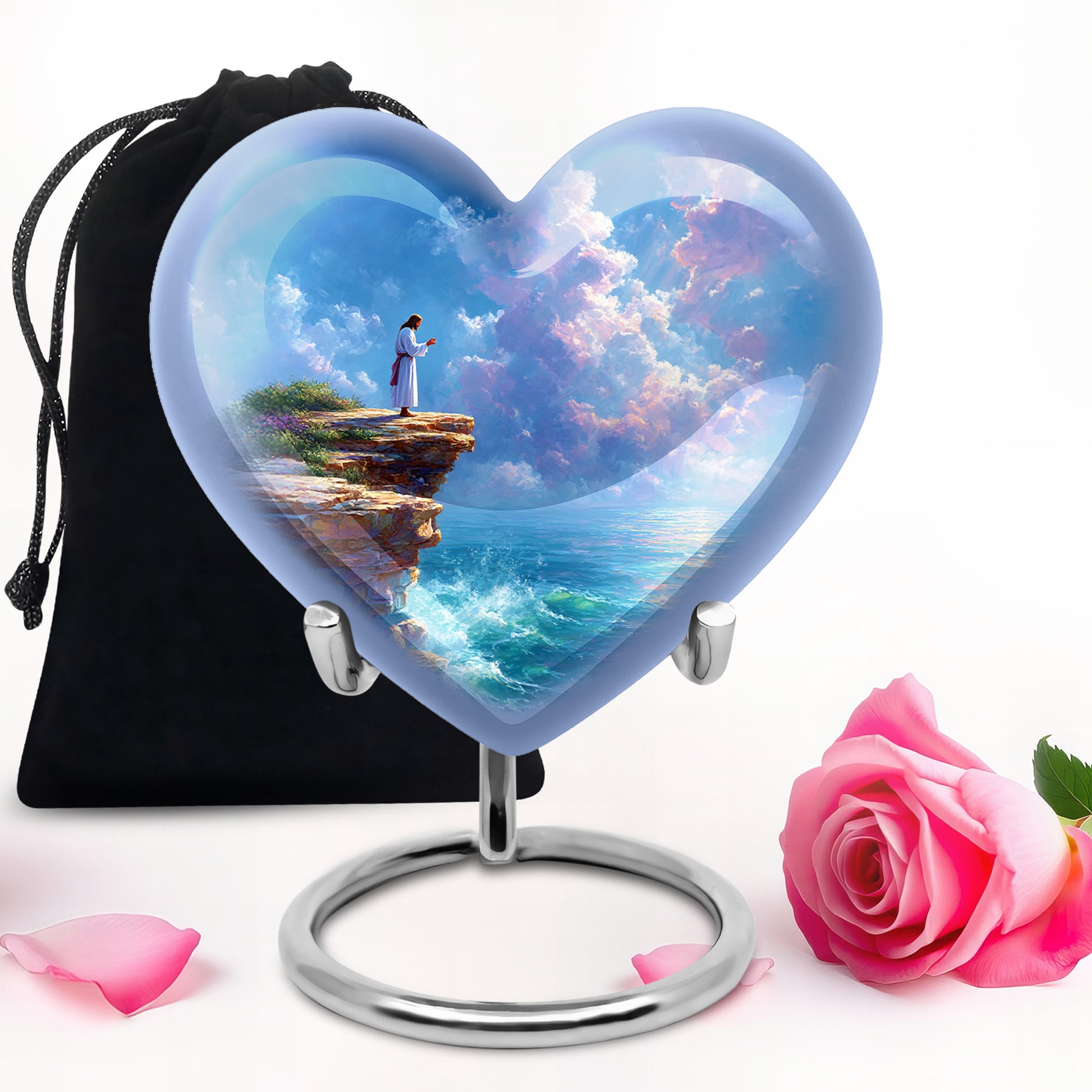 Catholic Memorial Urn - Beautiful Ocean Funeral Urn For Human Ashes