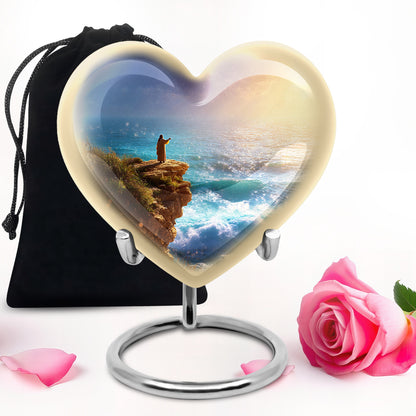 Jesus Ocean Cliff Urn - Heavenly Light Cremation Urn For Funeral Ashes