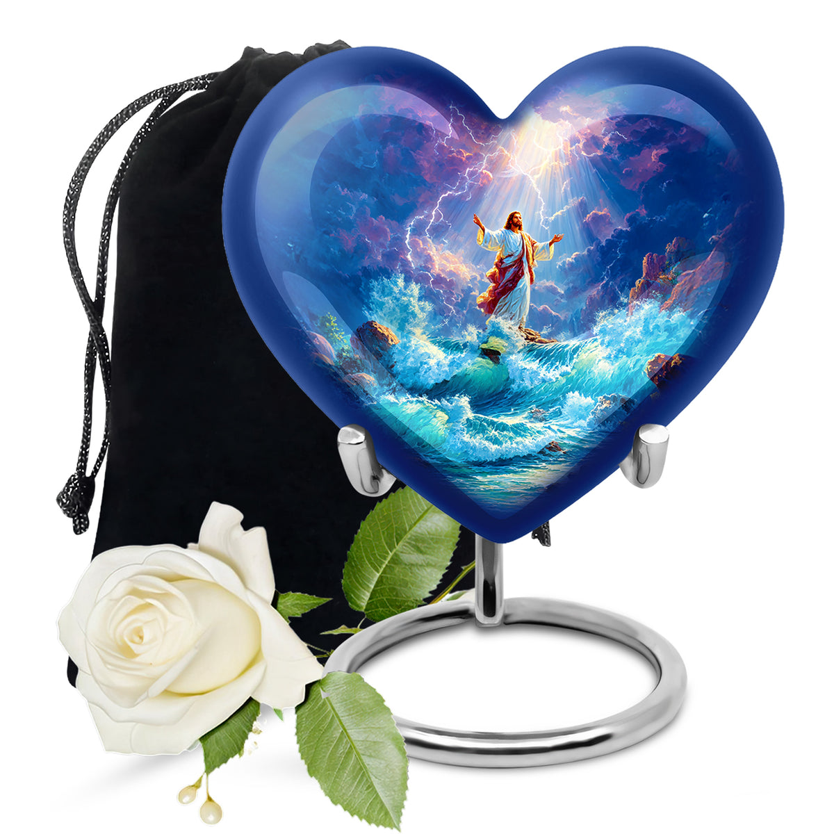 Divine Ocean Jesus Memorial Urn - Spiritual Funeral Urn For Adult Ashes