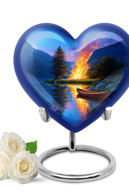 Blue Campfire Haven Cremation Urns for Human Ashes - 10-inch, 200 cu in - Karyliz