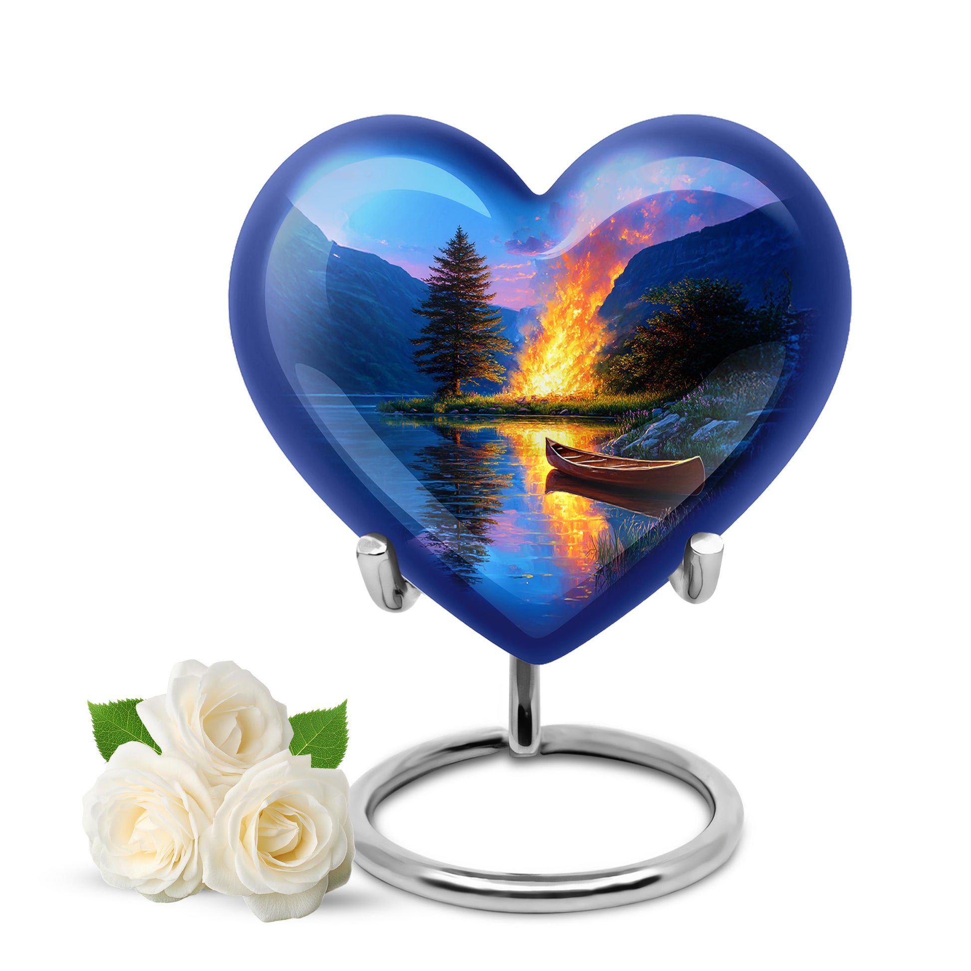 Blue Campfire Haven Cremation Urns for Human Ashes - 10-inch, 200 cu in - Karyliz