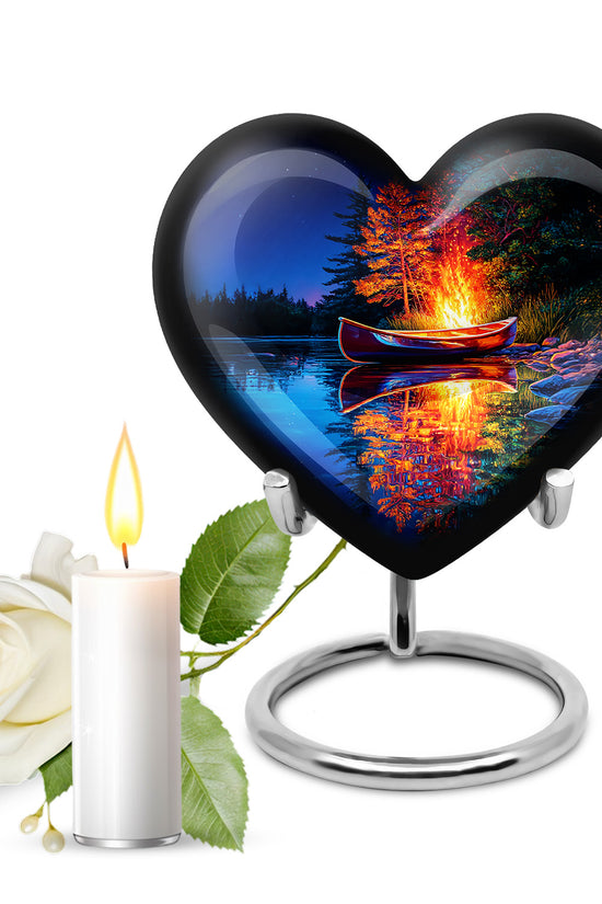 Personalized Blue Campfire Cremation Urns for Ashes - Peaceful 10-inch - Karyliz